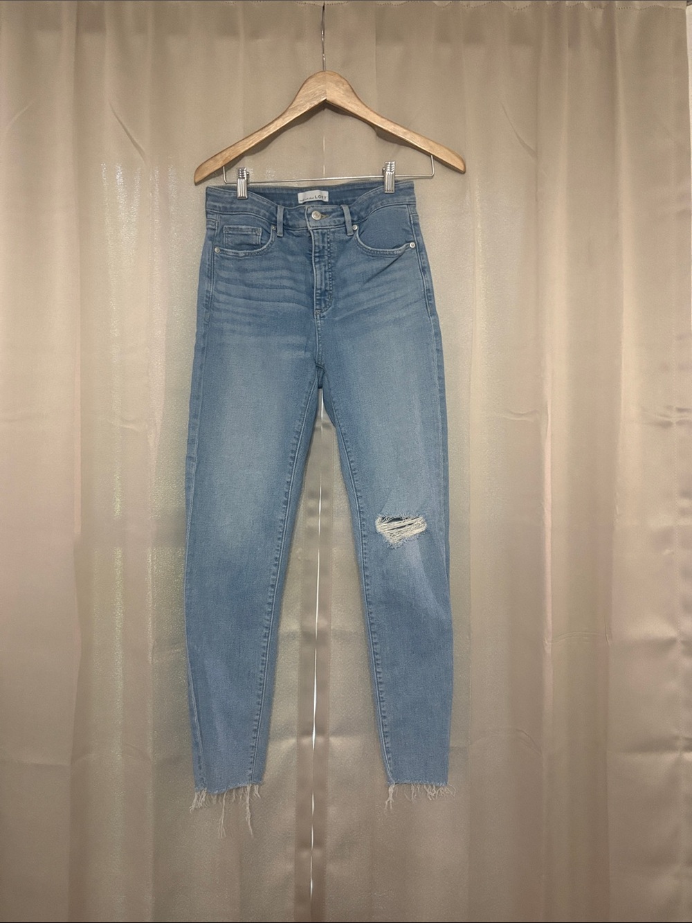 High-Rise Light Blue Distressed Women's Jeans